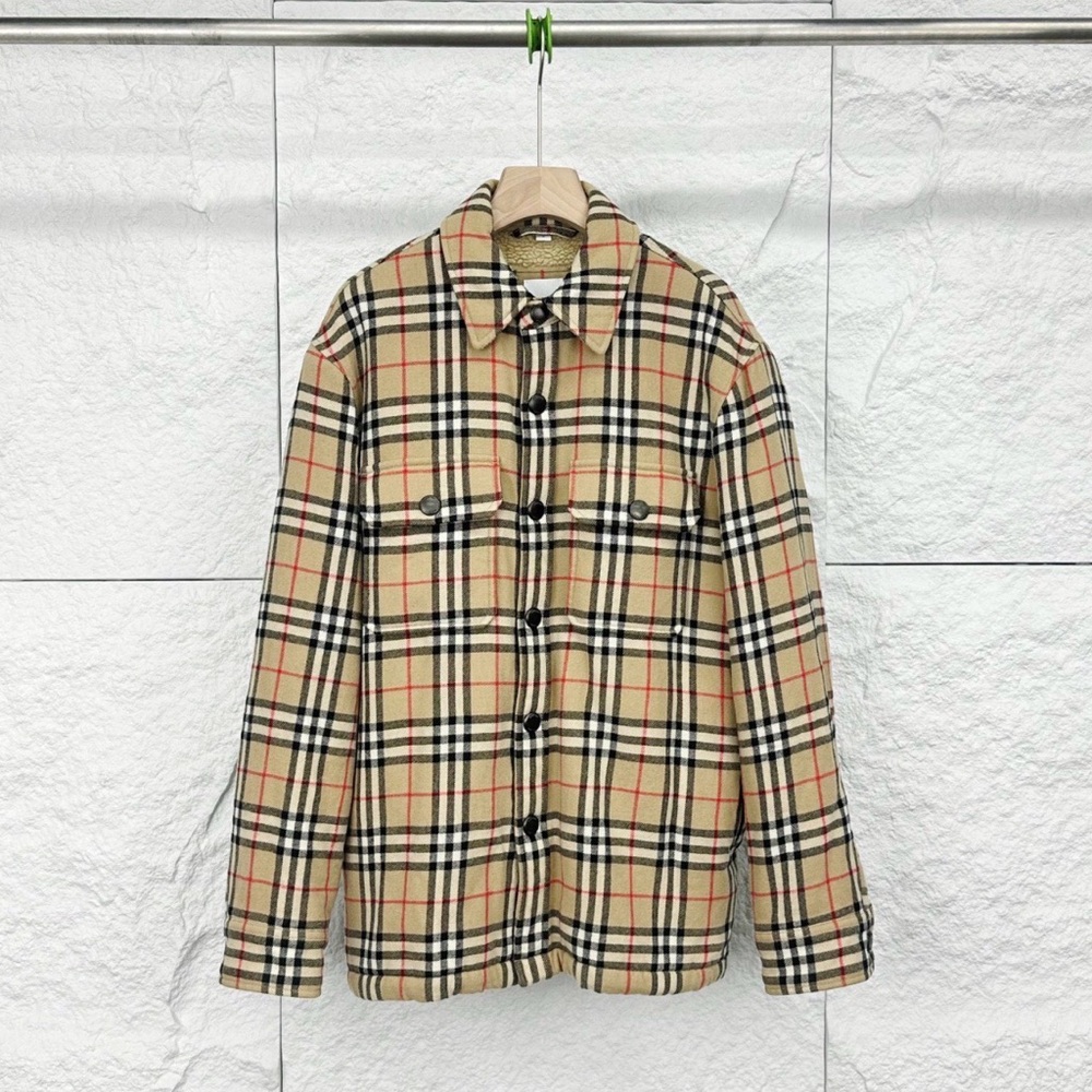 Authentic Burberry Beige Plaid Lightweight Shirt Jacket